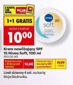 Biedronka Krem nawilżający SPF 15 Nivea Soft, 100 ml oferta
