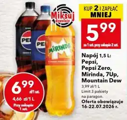 Lewiatan Napój 1,5 L: Pepsi, Pepsi Zero, Mirinda, 7Up, Mountain Dew oferta