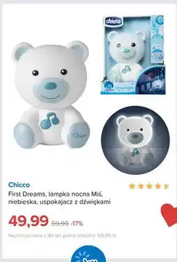 Smyk Lampka nocna Chicco First Dreams Miś niebieska uspokajacz z dźwiękami oferta