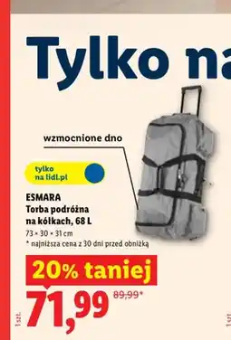 Lidl Torba podróżna na kółkach Esmara oferta