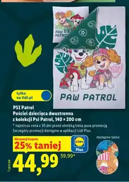 Lidl Pościel dziecięca dwustronna PSI Patrol 140x200 cm oferta