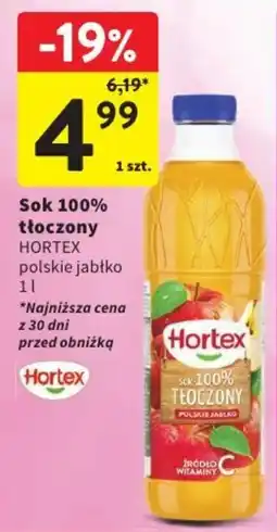 Intermarche Sok 100% tłoczony Hortex polskie jabłko oferta