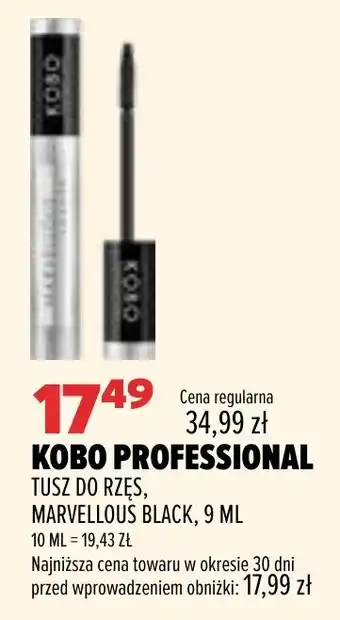 Drogerie Natura KOBO PROFESSIONAL TUSZ DO RZĘS, MARVELLOUS BLACK oferta