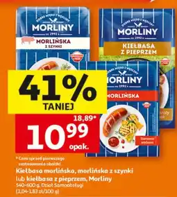 Auchan Kiełbasa morlińska, morlińska z szynki lub kiełbasa z pieprzem, Morlina oferta
