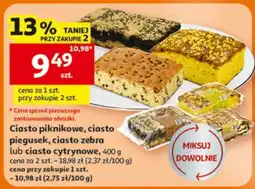 Auchan Ciasto piknikowe, ciasto piegusek, ciasto zebra lub ciasto cytrynowe oferta