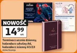 Auchan Terminarz ucznia dzienny, kalendarz szkolny A6, kalendarz ścienny A3/13 oferta