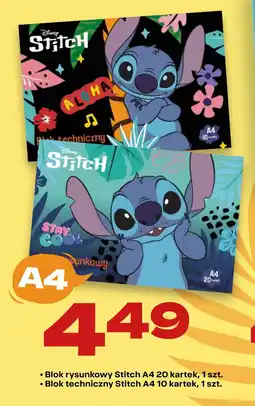 Twój Market Blok rysunkowy Stitch A4 20 kartek, 1 szt. Blok techniczny Stitch A4 10 kartek, 1 szt. oferta