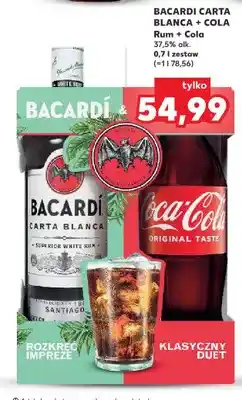 Kaufland Zestaw rum Bacardi Carta Blanca + napój Coca-Cola oferta