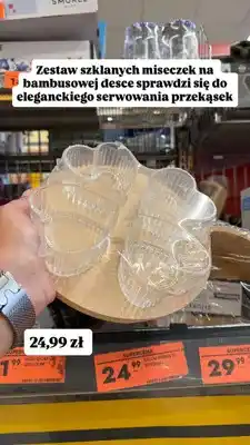 Biedronka Zestaw szklanych miseczek na bambusowej desce Smukee Home oferta