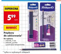 Biedronka Zestaw do szkicowania Pelikan ołówek gumka i temperówka oferta