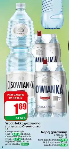 Dino Woda lekko gazowana mineralna Cisowianka oferta