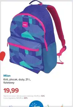 Smyk Plecak Milan Knit duży 21 l fioletowy oferta