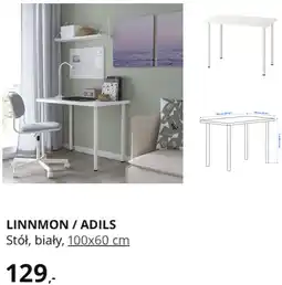 IKEA IKEA LINNMON / ADILS Stół, biały, 100x60 cm oferta