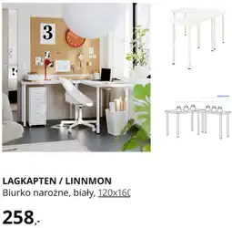 IKEA IKEA LAGKAPTEN / LINNMON Biurko narożne, biały, 120x160 oferta