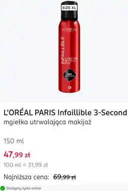 Rossmann L'ORÉAL PARIS Infaillible 3-Second mgiełka utrwalająca makijaż oferta