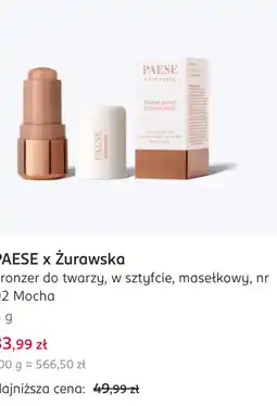 Rossmann PAESE x Żurawska bronzer do twarzy, w sztyfcie, masełkowy, nr 02 Mocha oferta