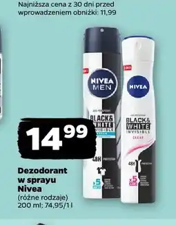 Netto Dezodorant w sprayu Nivea Men Black & White Invisible oferta