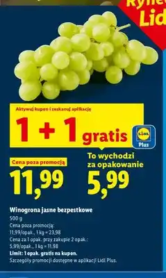 Lidl Winogrona jasne bezpestkowe oferta