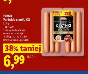 Lidl Parówki z szynki XXL Pikok oferta