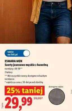 Lidl ESMARA MEN Szorty jeansowe męskie z bawełną oferta
