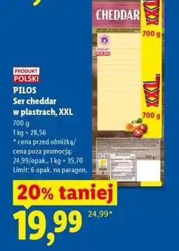 Lidl PILOS Ser cheddar w plastrach, XXL oferta