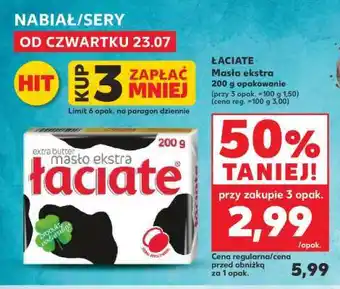 Kaufland ŁACIATE Masło ekstra 200 g opakowanie oferta