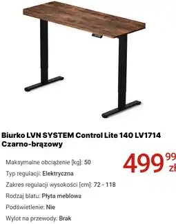 Media Expert Biurko LVN SYSTEM Control Lite 140 LV1714 Czarno-brązowy oferta