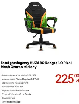 Media Expert Fotel gamingowy HUZARO Ranger 1.0 Pixel Mesh Czarno-zielony oferta