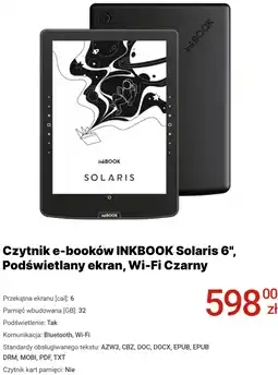Media Expert Czytnik e-book3w INKBOOK Solaris 6, Podœwietlany ekran, Wi-Fi Czarny oferta