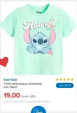 Smyk T-shirt dziewczęcy Cool Club turkusowy Lilo i Stitch oferta