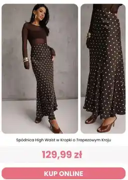 Renee Spódnica damska Renee High Waist w kropki o trapezowym kroju oferta