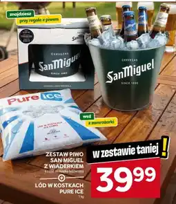 Stokrotka Zestaw piwo San Miguel z wiaderkiem + lód w kostkach Pure Ice oferta