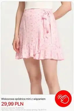 Cropp Wiskozowa spódnica mini z wiązaniem Cropp oferta