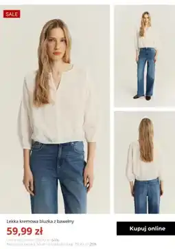 Greenpoint Bluzka damska Greenpoint lekka kremowa z bawełny oferta