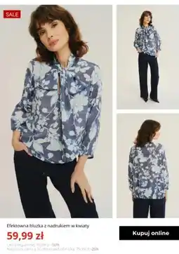 Greenpoint Bluzka damska efektowna z nadrukiem w kwiaty Greenpoint oferta