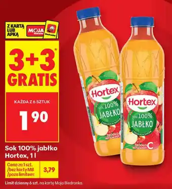 Biedronka Sok 100% jabłko Hortex oferta
