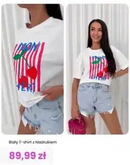 Modna Kiecka T-shirt damski biały z nadrukiem ModnaKiecka oferta