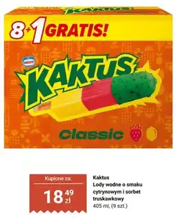 Biedronka Lody wodne o smaku cytrynowym i sorbet truskawkowy Kaktus Classic 9-pak oferta