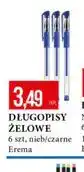 E.Leclerc DŁUGOPISY ŻELOWE 6 szt, nieb/czarne Erema oferta