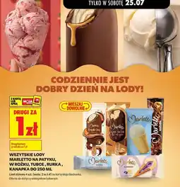 Biedronka Lody Marletto na patyku, w rożku, tubce, rurka, kanapka do oferta