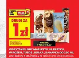 Biedronka Wszystkie lody Marletto na patyku, w rożku, tubce, rurka, kanapka do oferta