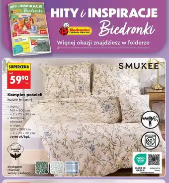Biedronka Komplet pościeli bawełnianej Smukee oferta