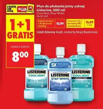 Biedronka Płyn do płukania jamy ustnej Listerine 500 ml oferta