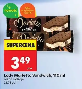 Biedronka Lody Marletto Sandwich, 110 ml oferta
