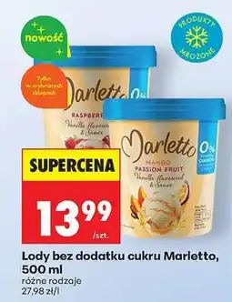 Biedronka Lody bez dodatku cukru Marletto, 500 ml oferta
