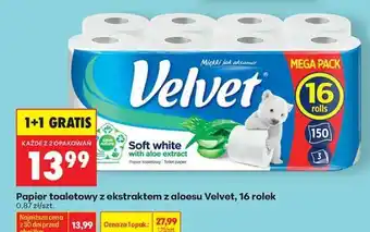 Biedronka Papier toaletowy z ekstraktem z aloesu Velvet, 16 rolek oferta