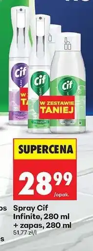 Biedronka Spray Cif Infinite, 280 ml + zapas, 280 ml oferta