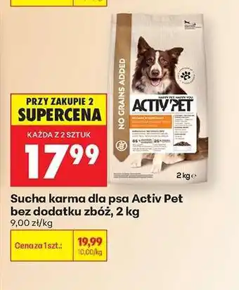 Biedronka Sucha karma dla psa Activ Pet bez dodatku zbóż, 2 kg oferta