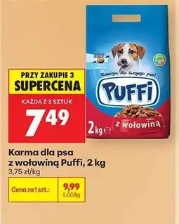 Biedronka Karma dla psa z wołowiną Puffi, 2 kg oferta