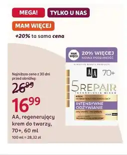 Rossmann Regenerujący krem do twarzy AA 5 Repair 70+ oferta